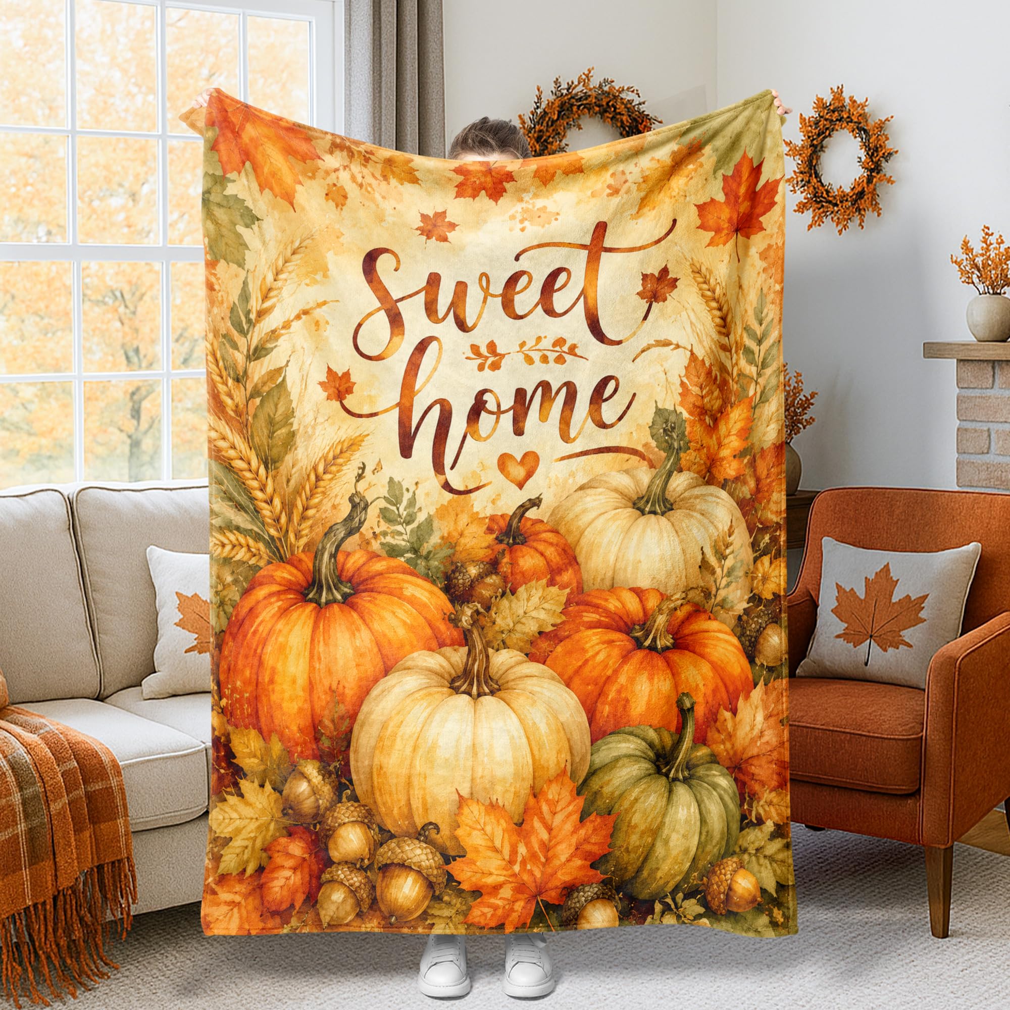 Jeté de lit en polaire automne plaid canapé couverture sofa salon 127x152