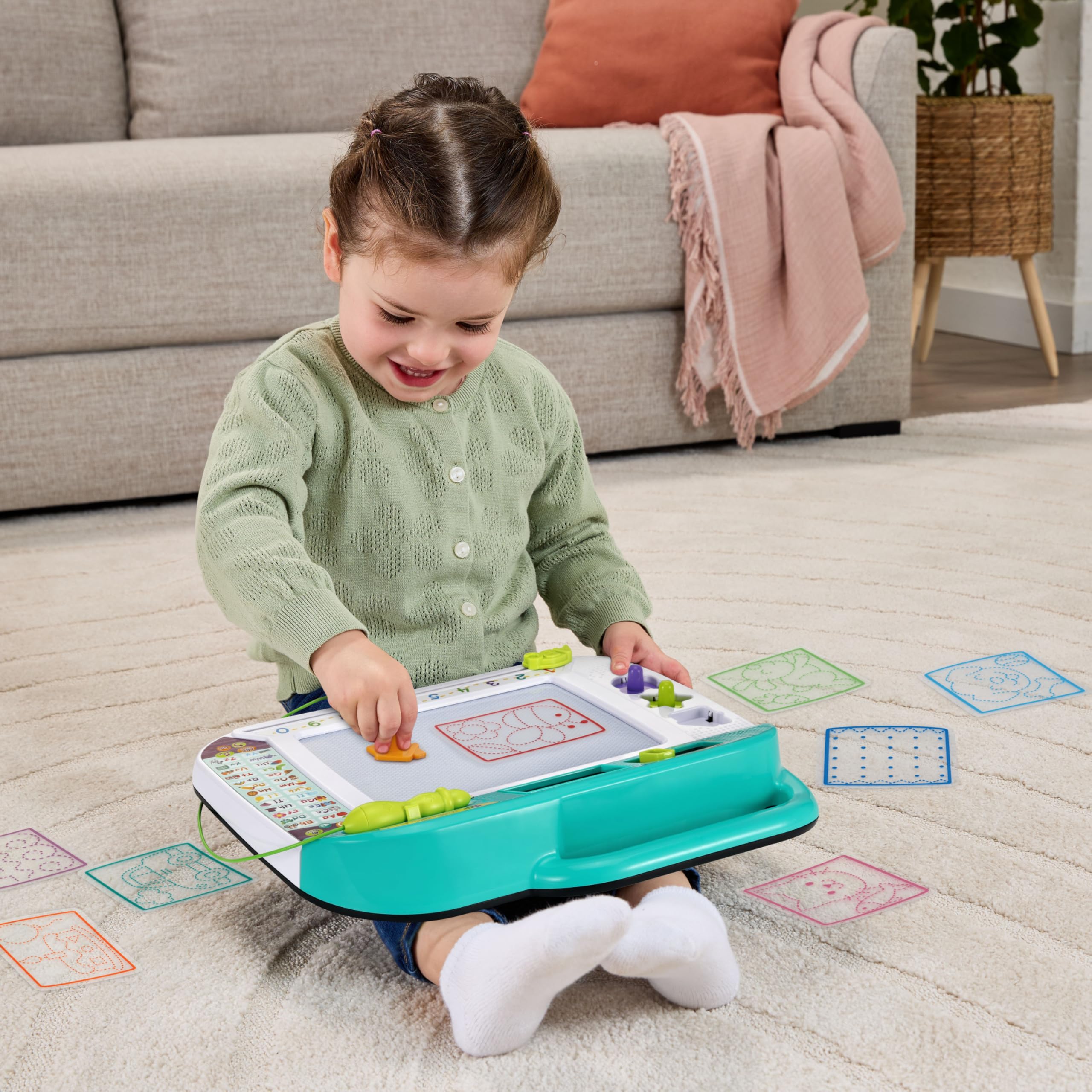 VTech - Mon Ardoise Interactive Apprenti-Écriture - Tablette Dessin Enfant - Ardoise Magique avec Stylet, Pochoirs et Tampons - Jouet Éducatif - Cadeau Enfant Dès 3 Ans - Contenu en Français