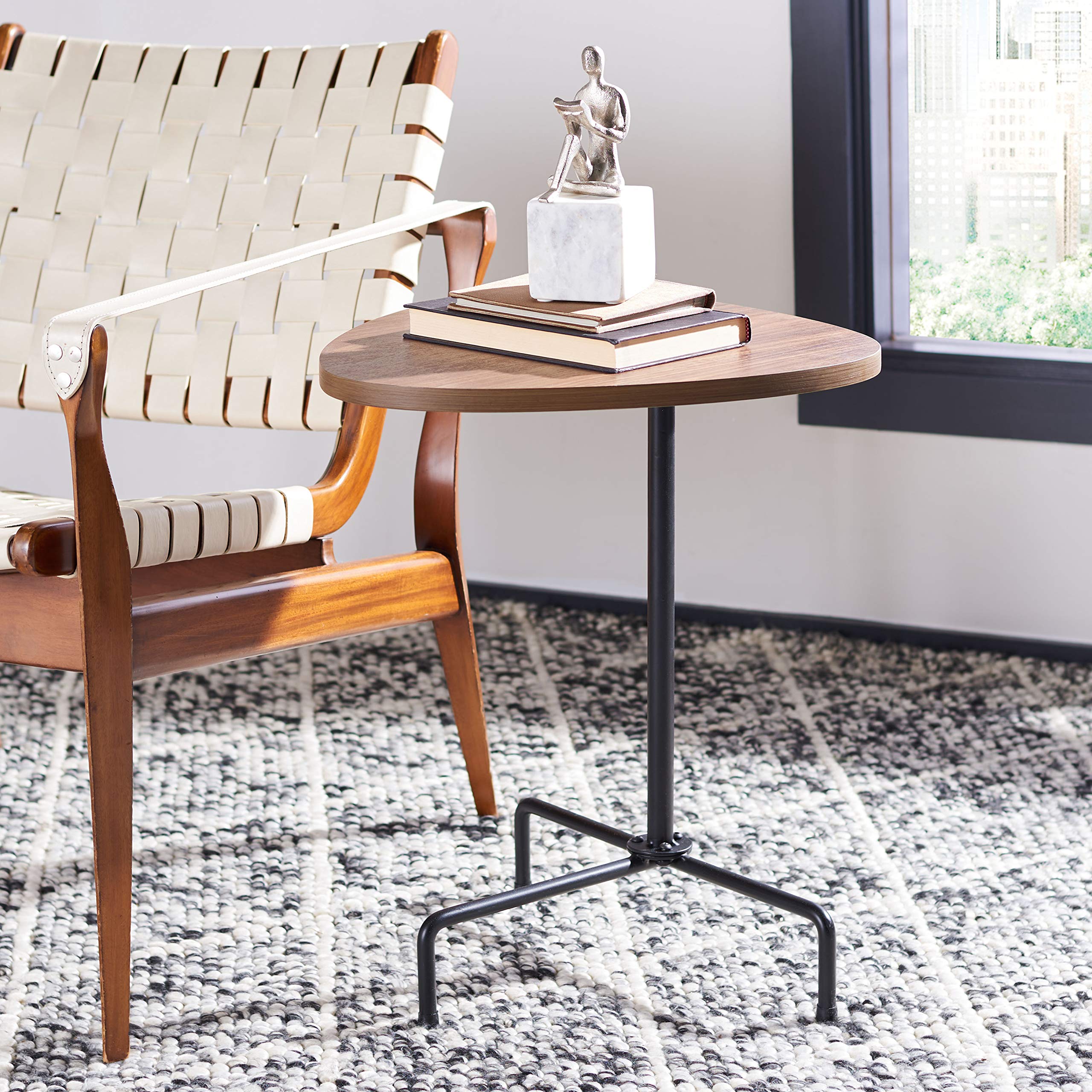 Amazon｜Safavieh Home ベルリン ウォールナット&ブラック 三脚サイド 