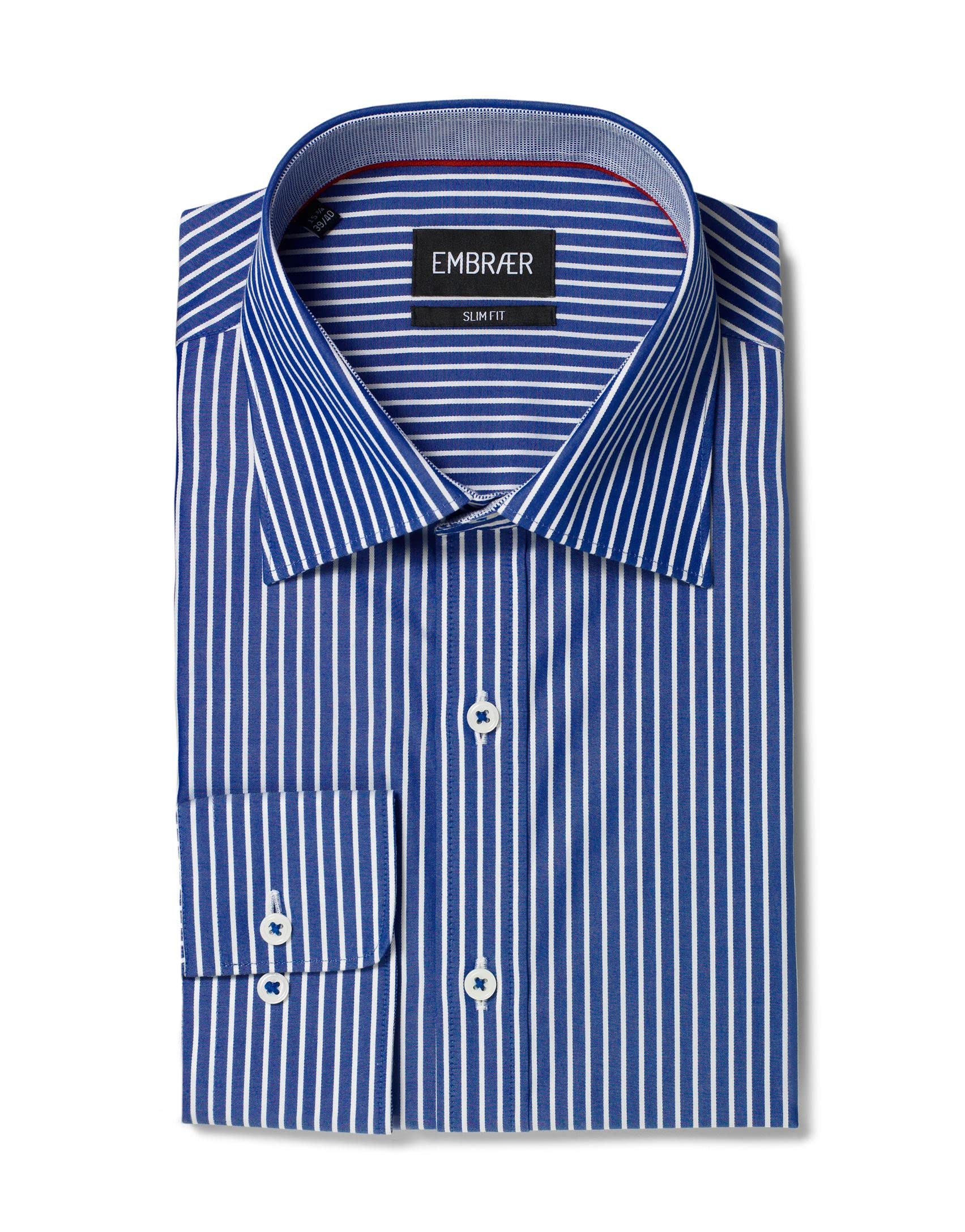 Herren-Hemd Slim-Fit tailliert bügelleicht 100% Baumwolle gestreift - Männer lang-arm Hemden für Anzug Krawatte Business Hochzeit Freizeit oder unter Pullover
