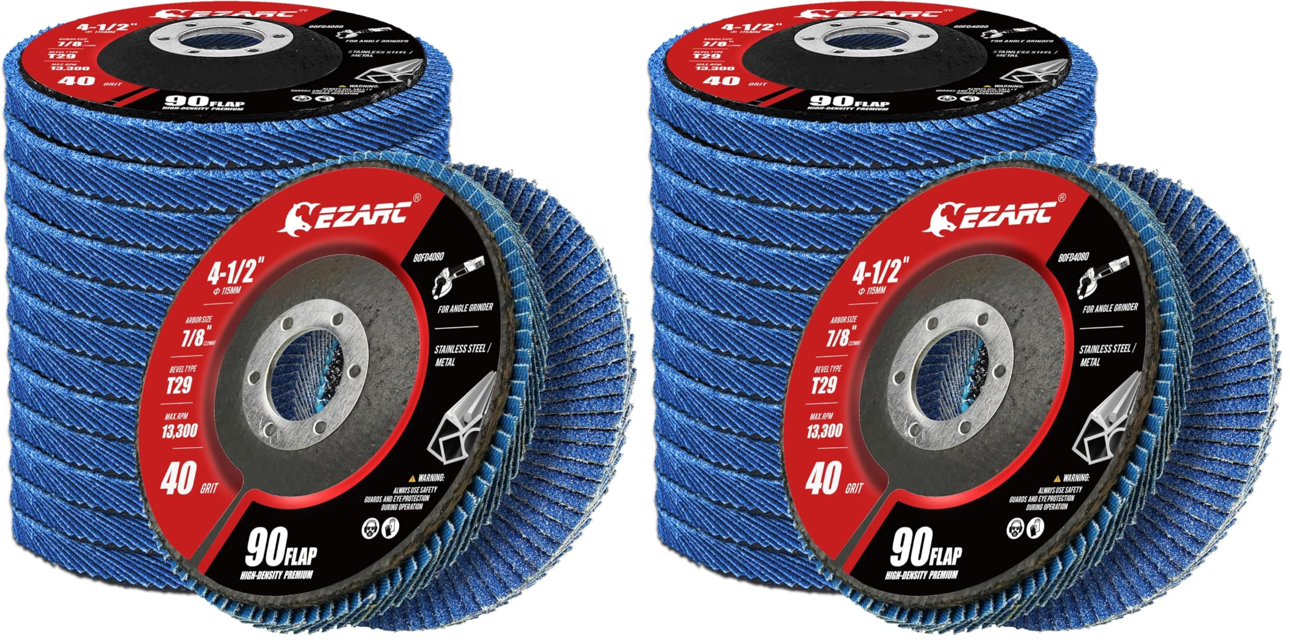 EZARC Zirconia Flap Discs - 40 Grit, 10-Pack -10 EZARC Zirconia Flap Discs - 40 Grit, 10-Pack -10