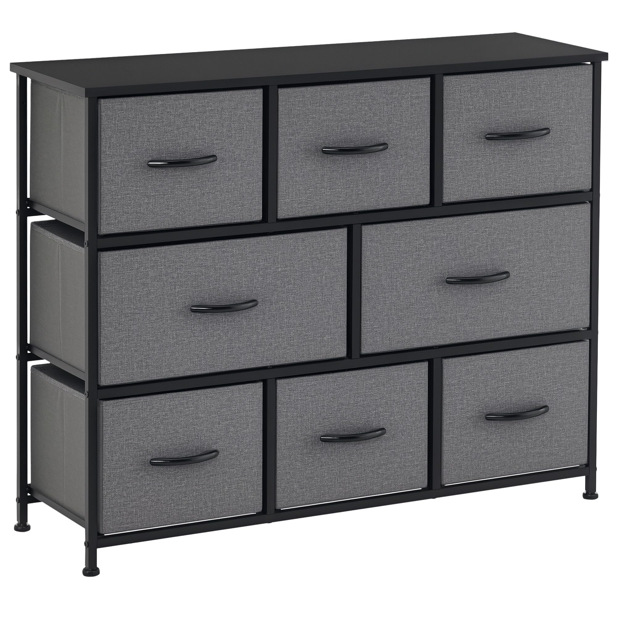 HOMCOM Komoda z 8 szufladami z materiału, szafka do przechowywania, szafka na komodę z uchwytami, metalowy stelaż, nowoczesny design, szafka do sypialni, salonu, ciemnoszara