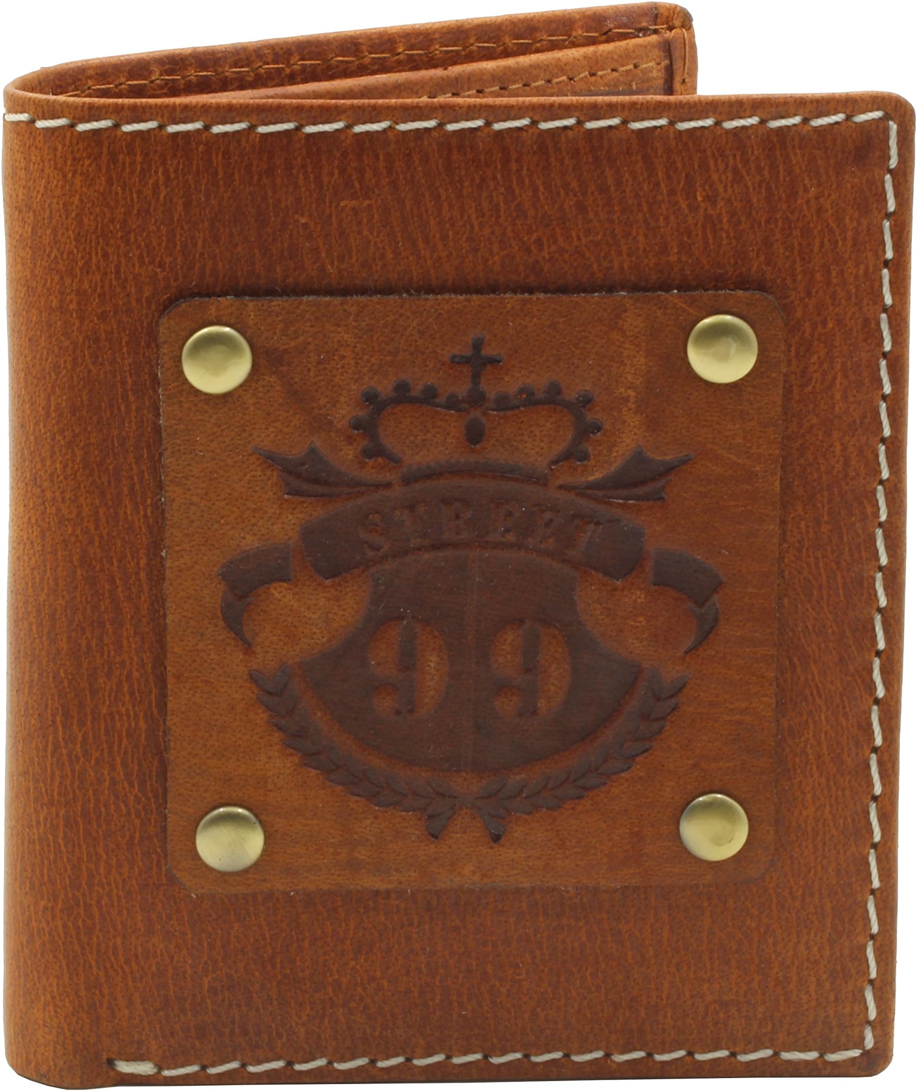 Mens Real Leather Billfold Credit Card Wallet with 6 Slots and 2 Slip-in Pockets - Tan