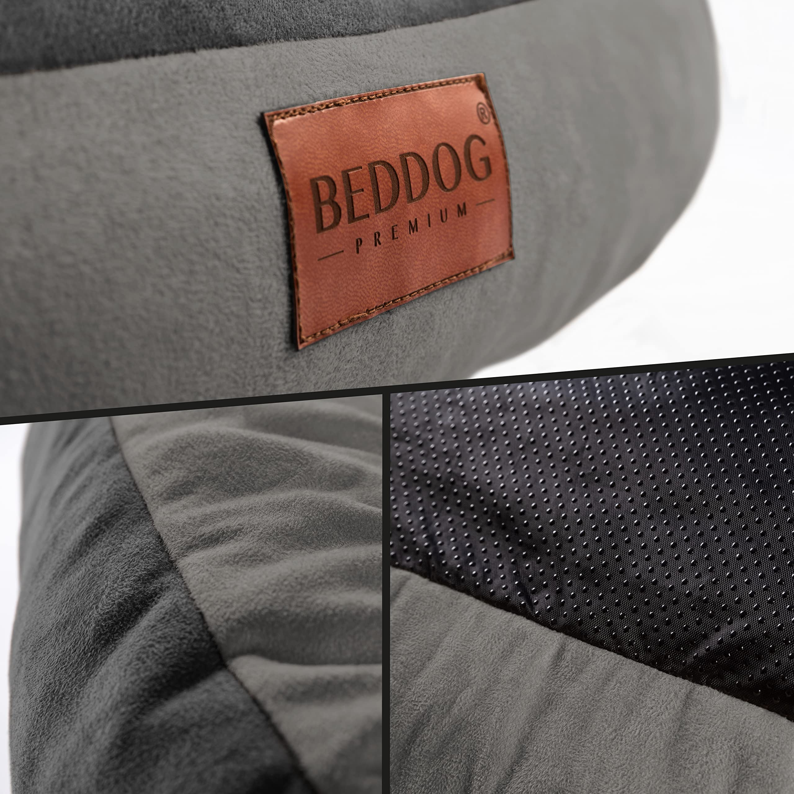 BedDog Letto per Cani PRINS Premium, in Materiale Resistente, Divano per Cani con sponde, Cuscino Ovale per Il Vostro Animale, Divano per Cani - L - Steel-Grey