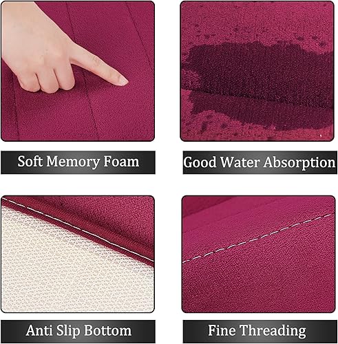 Miniatura 6 de uxcell Tapete de baño de espuma viscoelástica, tapete de cocina absorbente, suave y cómodo para suelos de cocina y baño, 16 x 47 pulgadas, color