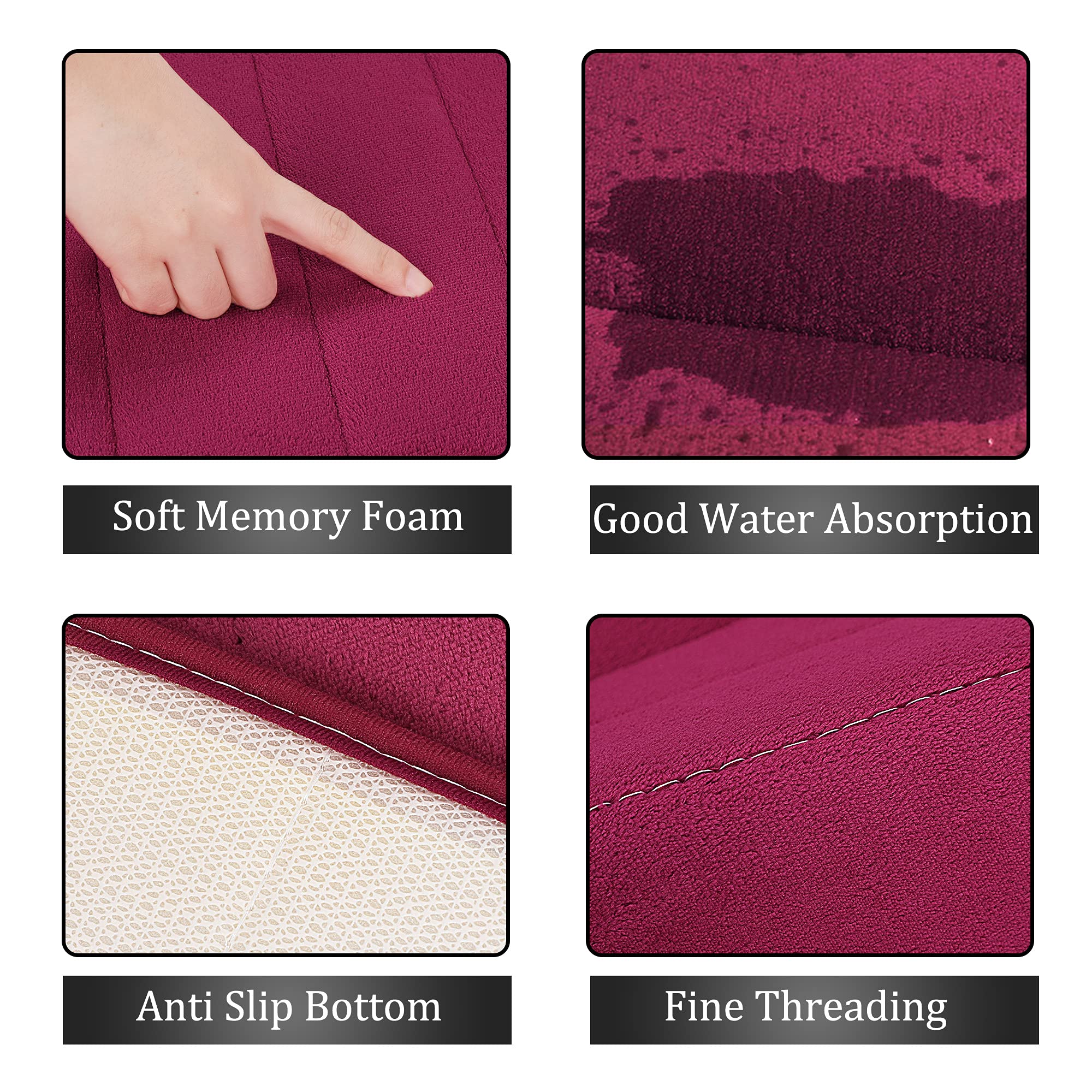 sourcing map Badematte Badteppich rutschfeste Waschbar schnell trocknend er Langer Teppich aus Memory Foam Weich & Gummi Rot 60x160cm