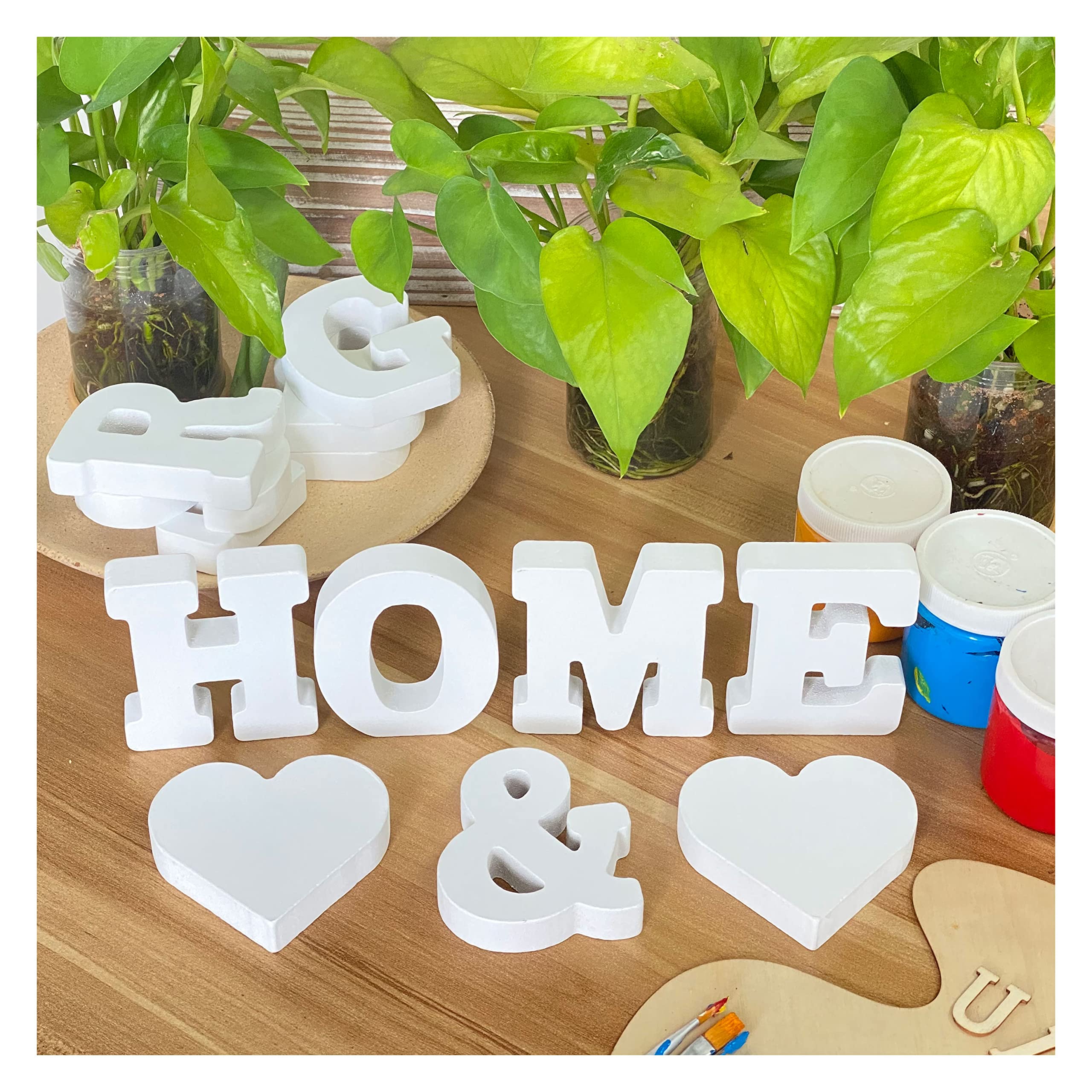 Letras de madera blanca de 3 pulgadas, 56 piezas, letras del alfabeto de pie para manualidades, boda, fiesta, decoración del hogar
