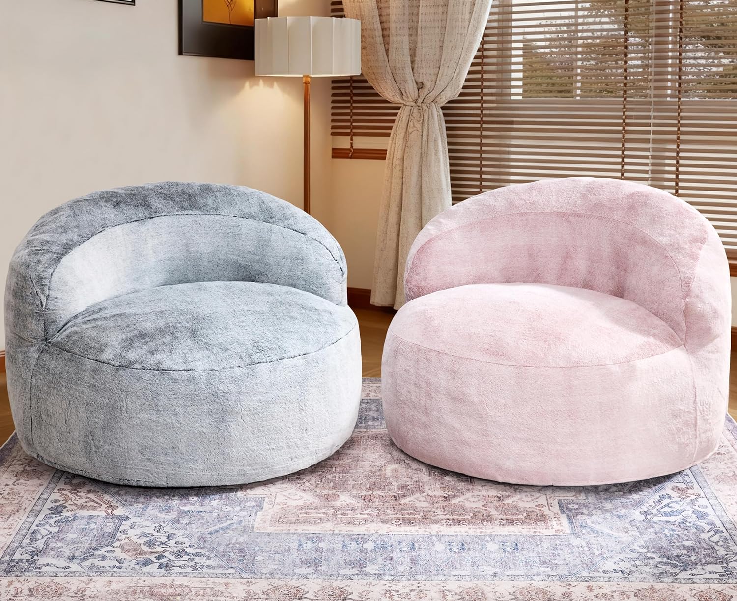 Hobestluk Bean Bag Chair Giant Bean Bag Chairs for Adults Big Bean Bag Chair with Memory Foam Filler Adults Large Beanbag with Faux Fur Cover for Bedroom (Plush Pink,Large) - Image 7