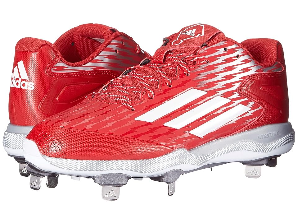 

adidas PowerAlley 3 (Power Red/White/Grey Metallic) Men's Cleated Shoes