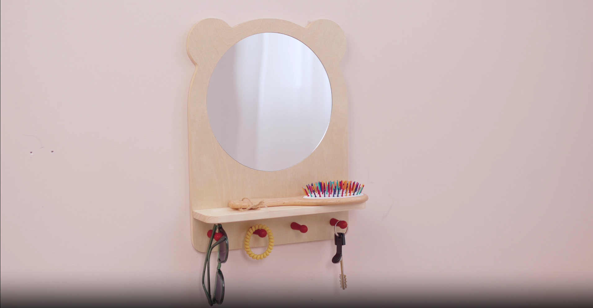 Station De Bain Montessori Pour Enfants – Miroir Avec Tablette Et Crochets – Bois Durable 41x30 Cm – Apprendre L’Autonomie En Salle De Bain