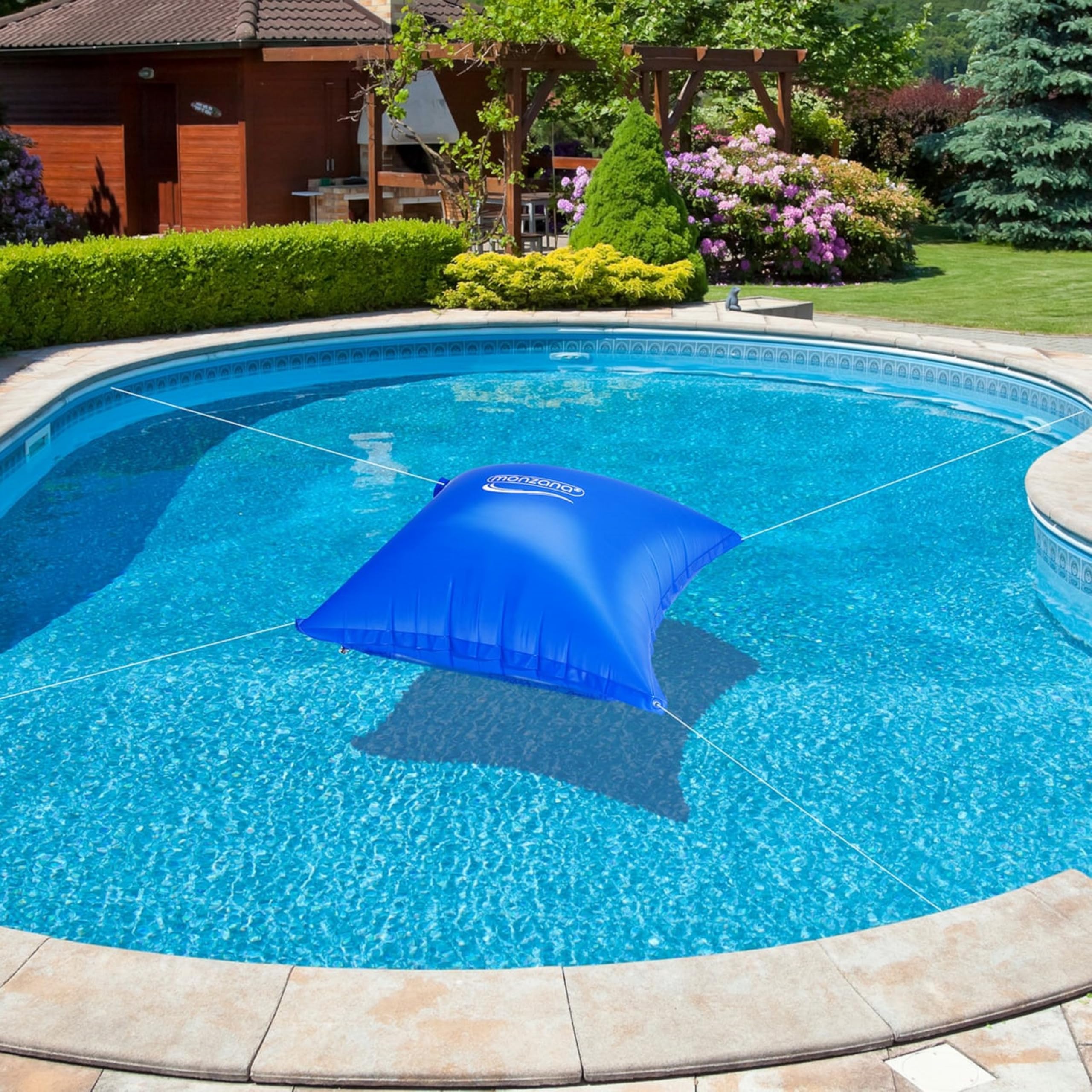 MONZANA® 4X Coussin de Piscine hivernage XL Corde PVC -20°C Double Couture 4 Oeillets Coussin Gonflable Oreiller Piscine Coussin Flottant Valve air | corde, double couture, 4 œillets, coussin gonflable, flottant, ballon, 120x120cm, eau chlorée, 0,44mm, ne