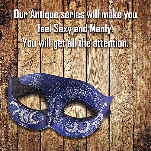 Miniatura 42 de Máscara de mascarada para hombre, máscara de aspecto antiguo para Halloween, fiesta veneciana, fiesta de máscaras y baile de máscaras