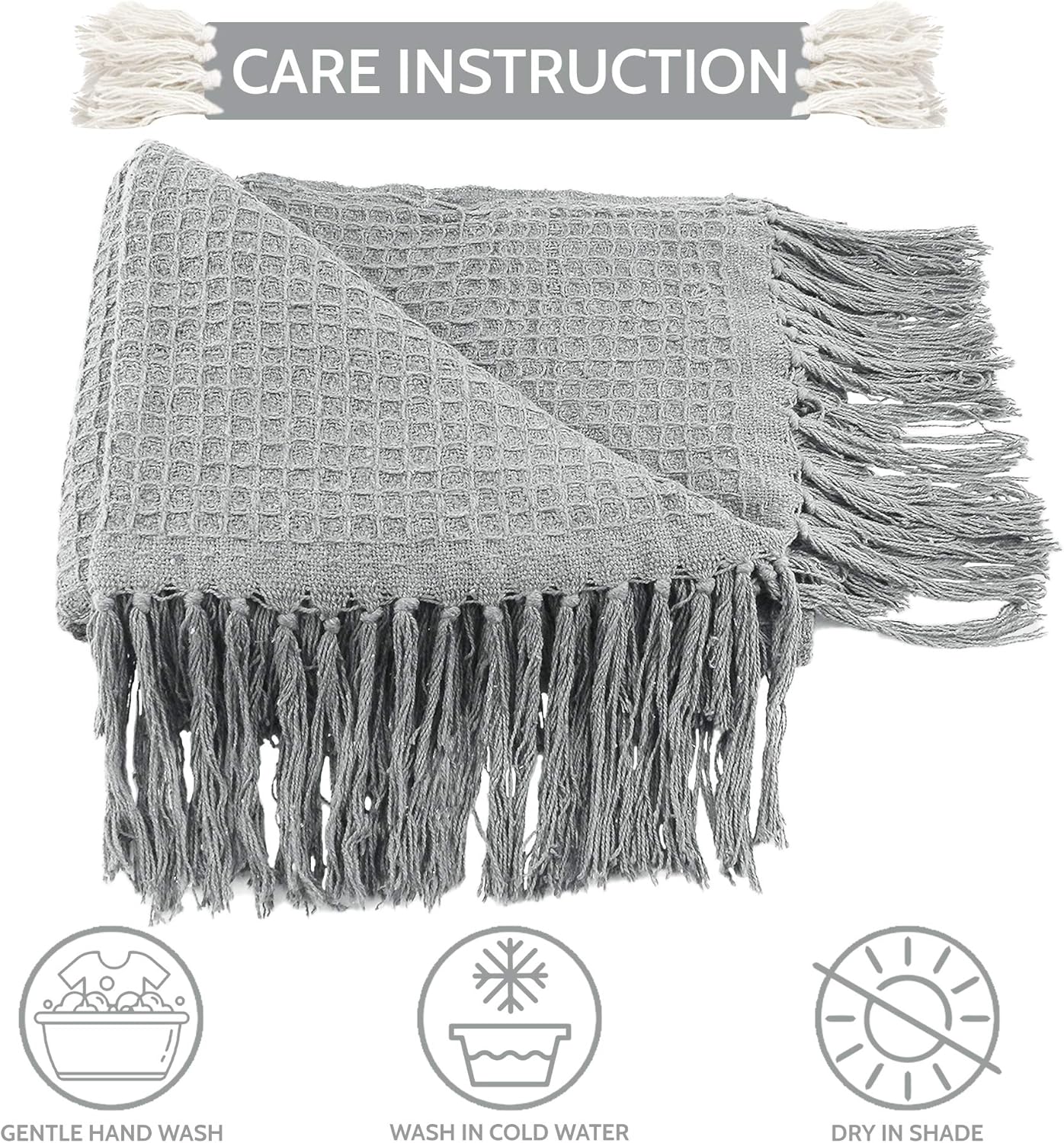 RAJRANG Grey Woven Throw Blanket - Soft and Warm Living Room Boho Home Decor Decorative Throws for Sofa and Couch Honeycomb Pattern - 60 x 50 Inch - Image 2