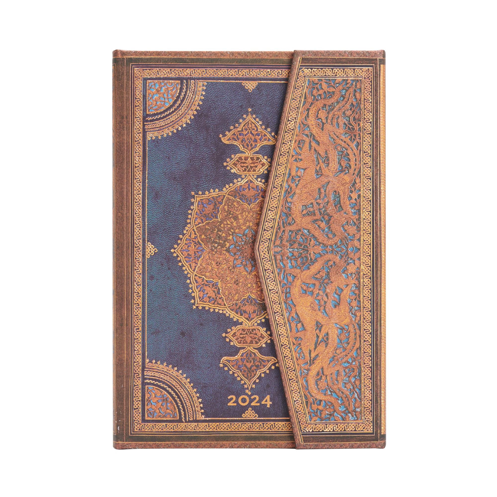 Paperblanks 12-Month Calendar 2024 Safavid Indigo Horizontal Mini (100 × 140 mm)