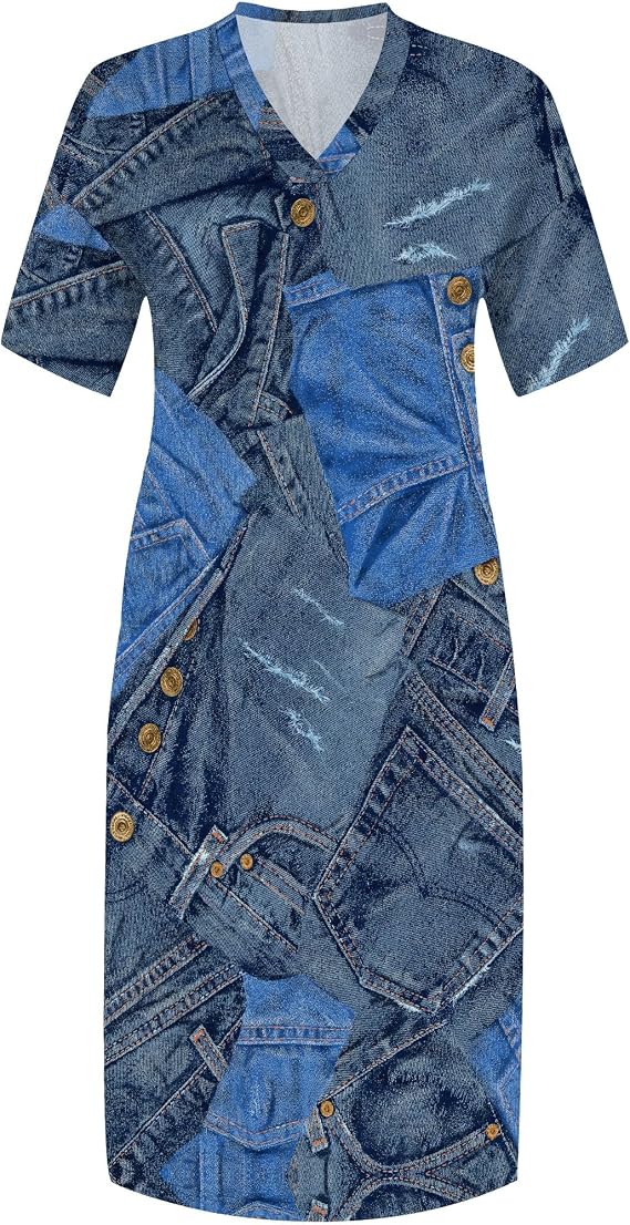 Plus Size Maxi Tshirt Dress for Women Short Sleeve Dresses Loose Fit Summer