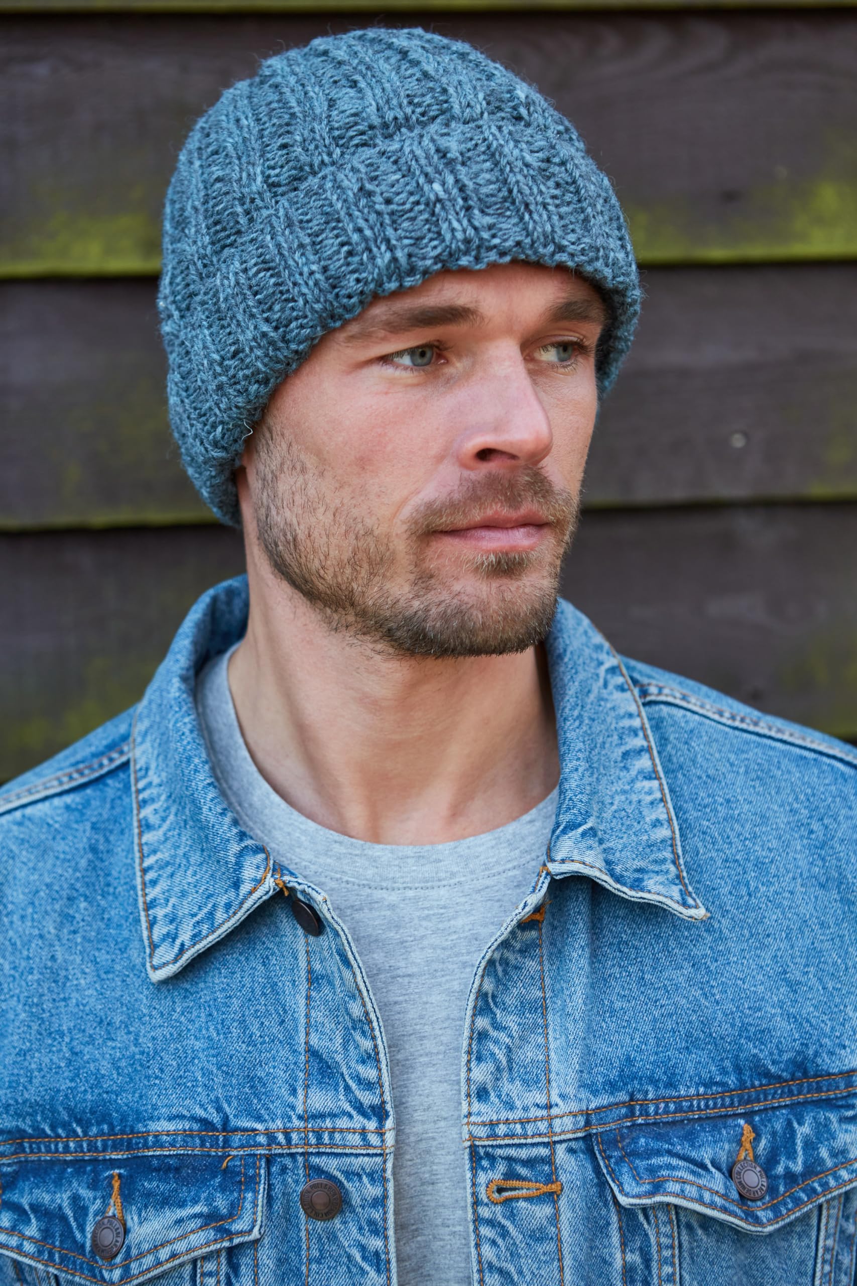 Pachamama Gorro de lana para hombre, con forro polar, tejido a mano, acanalado, liso, talla única, hecho a mano, extra cálido, comercio justo