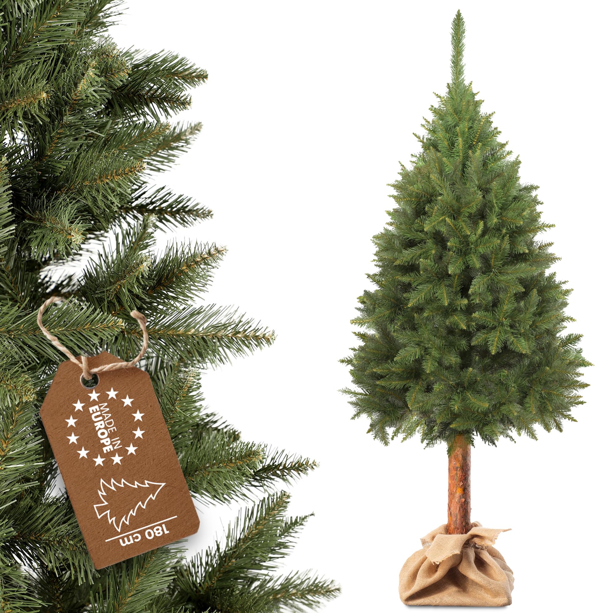 KADAX Sztuczna choinka 180 cm z folii PE i tworzywa sztucznego PCW, świerk z pniem, Ø ok. 80 cm, z 30 gałązkami i 9 koronami, dekoracja bożonarodzeniowa (Elfe 180 cm)