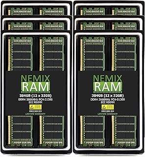 384GB 12x32GB DDR4-2666Mhz PC4-21300 288-Pin RDIMM Memory for Apple Mac Pro 2019 7,1 by NEMIX RAM
