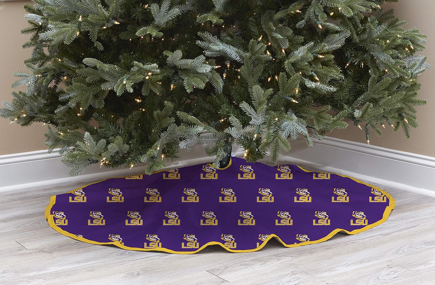 Pegasus Sports NCAA Microplush Logo Christmas Tree Skirt, 52", LSU Tigers