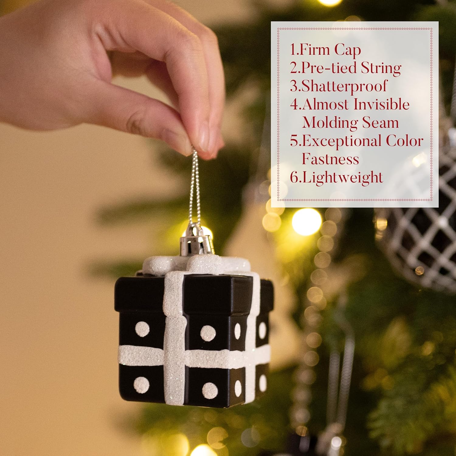 Valery Madelyn Christmas Tree Ornaments Set, 70ct Black and White Shatterproof Christmas Tree Decorations Bulk, Variety Modern Decorative Hanging Ball Ornaments for Xmas Trees Holiday Decor