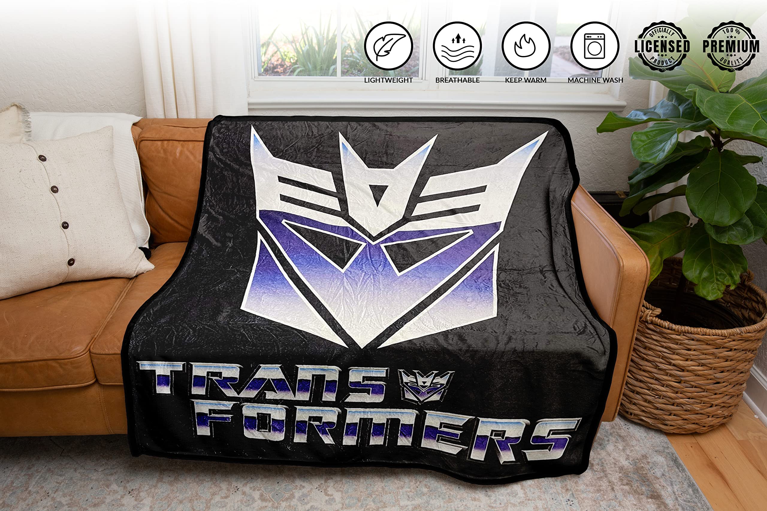 Transformers Manta de desenho animado com símbolo dos anos 80 da