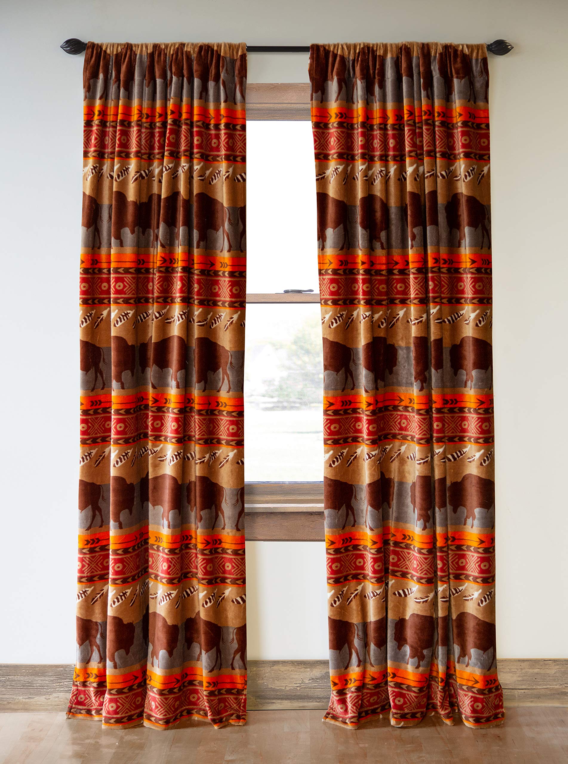 Carstens Roaming Bison Curtain Panels, Brown