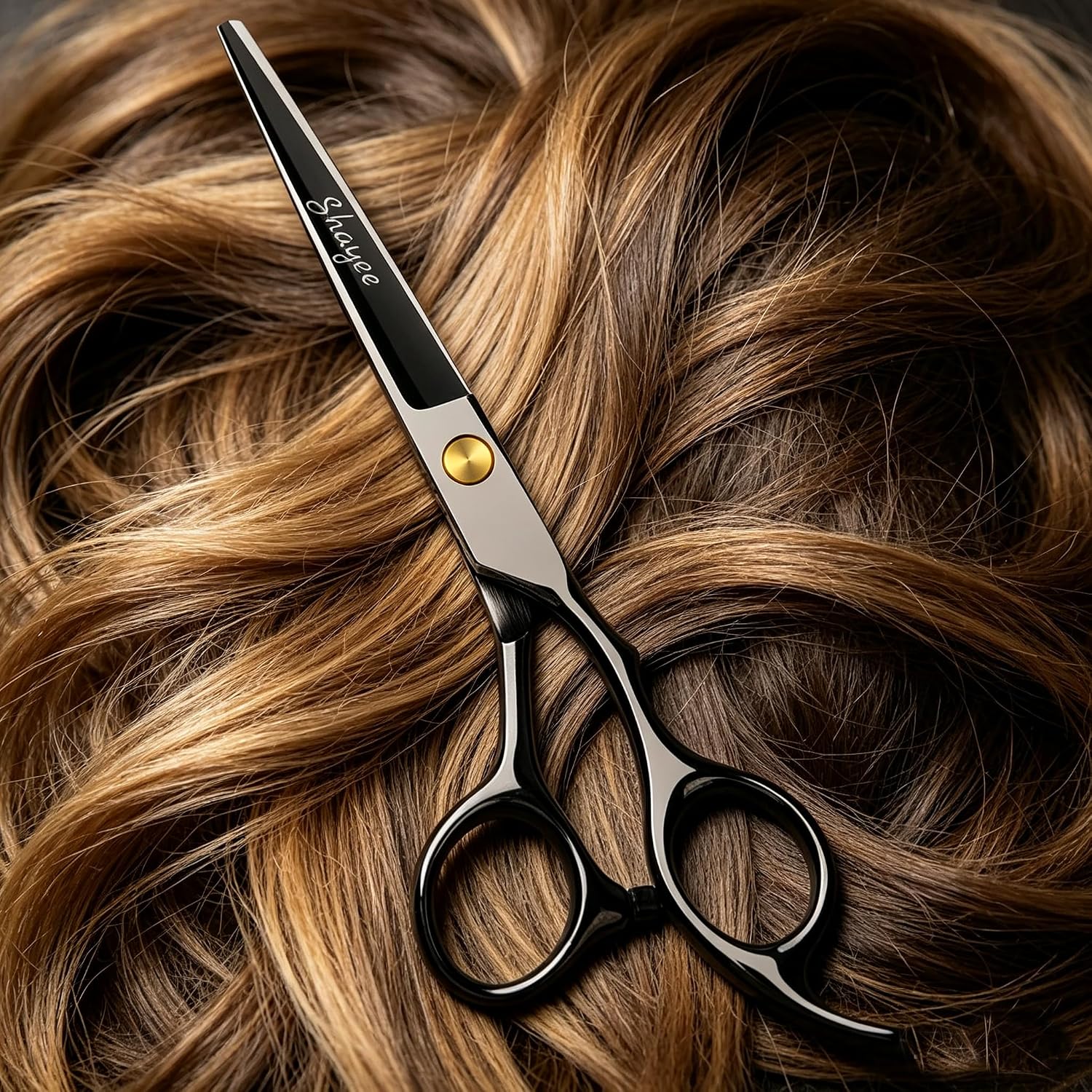 Hair Cutting Scissors - 6.5" Professional Trimming Thining Haircut Shear - Premium Janpanese Stainless Steel Beard Scissor with Smooth Razor & Sharp Edge Blades for Babers, Salons, Men, Women Black