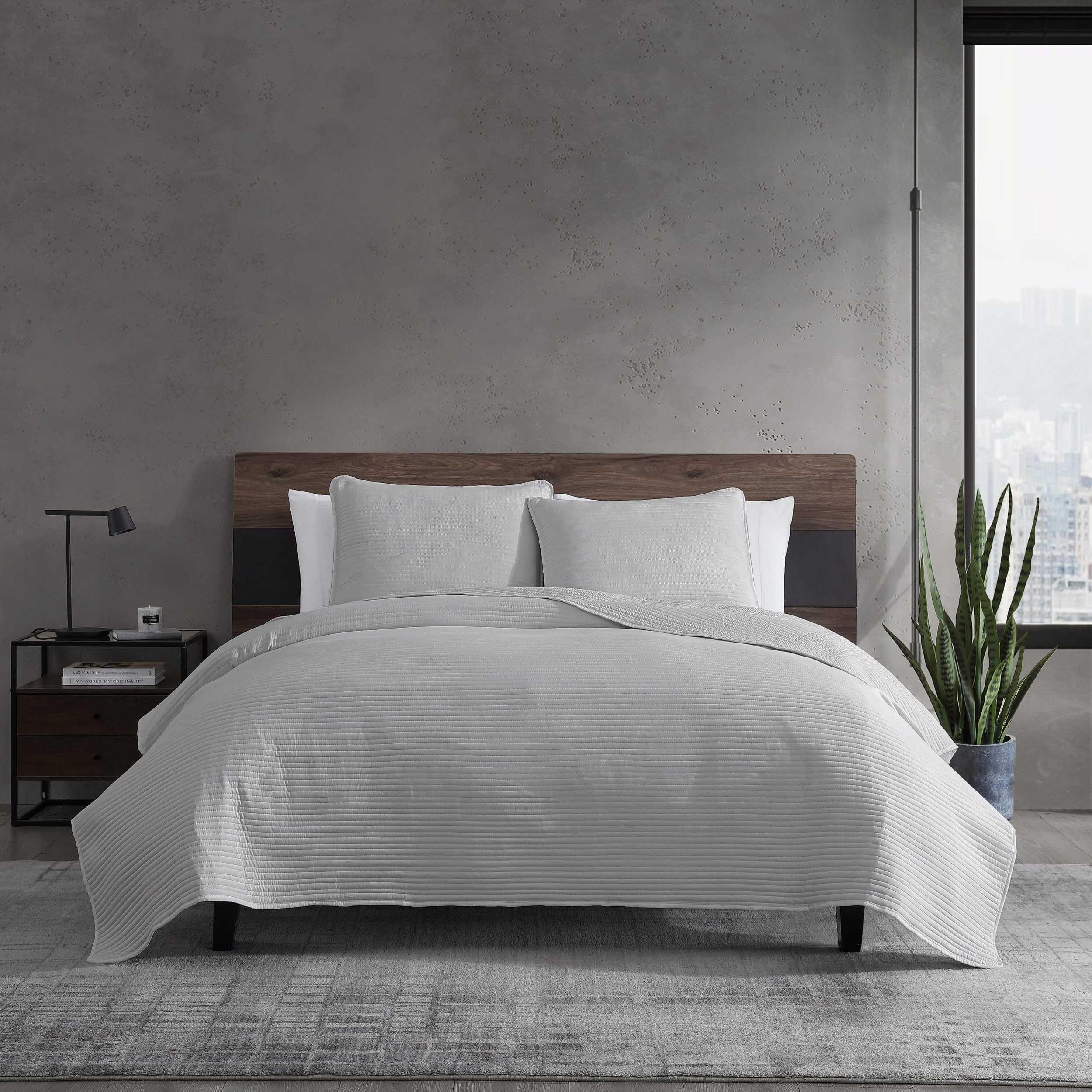 Literie en relief Kenneth Cole légère et thermorégulatrice toutes saisons gris