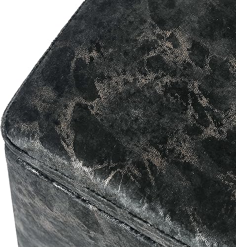 Miniatura 7 de Otomana pequeña cuadrada de terciopelo para almacenamiento, taburete de tocador multifunción, reposapiés, patas de metal de alto soporte, color