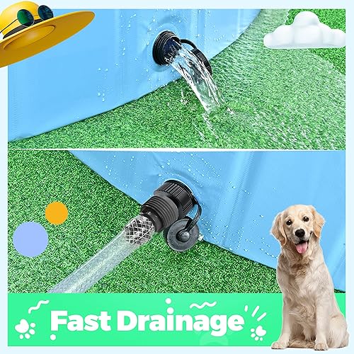 Miniatura 7 de BELLOCHIDDO Piscina plegable de plástico duro para perros y niños, piscina antideslizante para perros con tablas de polipropileno, bañera de baño