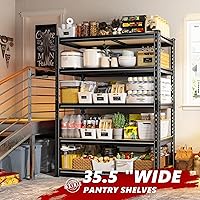 Vista 9 de REIBII Estantes de almacenamiento de 2020 LBS, estantería de garaje de 5 niveles, estantes de garaje ajustables y resistentes, estante de utilidad