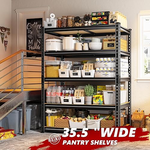 Miniatura 9 de REIBII Estantes de almacenamiento de 2020 LBS, estantería de garaje de 5 niveles, estantes de garaje ajustables y resistentes, estante de utilidad,