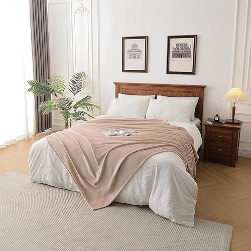 Miniatura 3 de Kingole Manta de microfibra de franela afelpada. Suntuosa. Peso ligero. Acogedora. Para la cama o el sillón. Supersuave y cálida, en colores lisos.