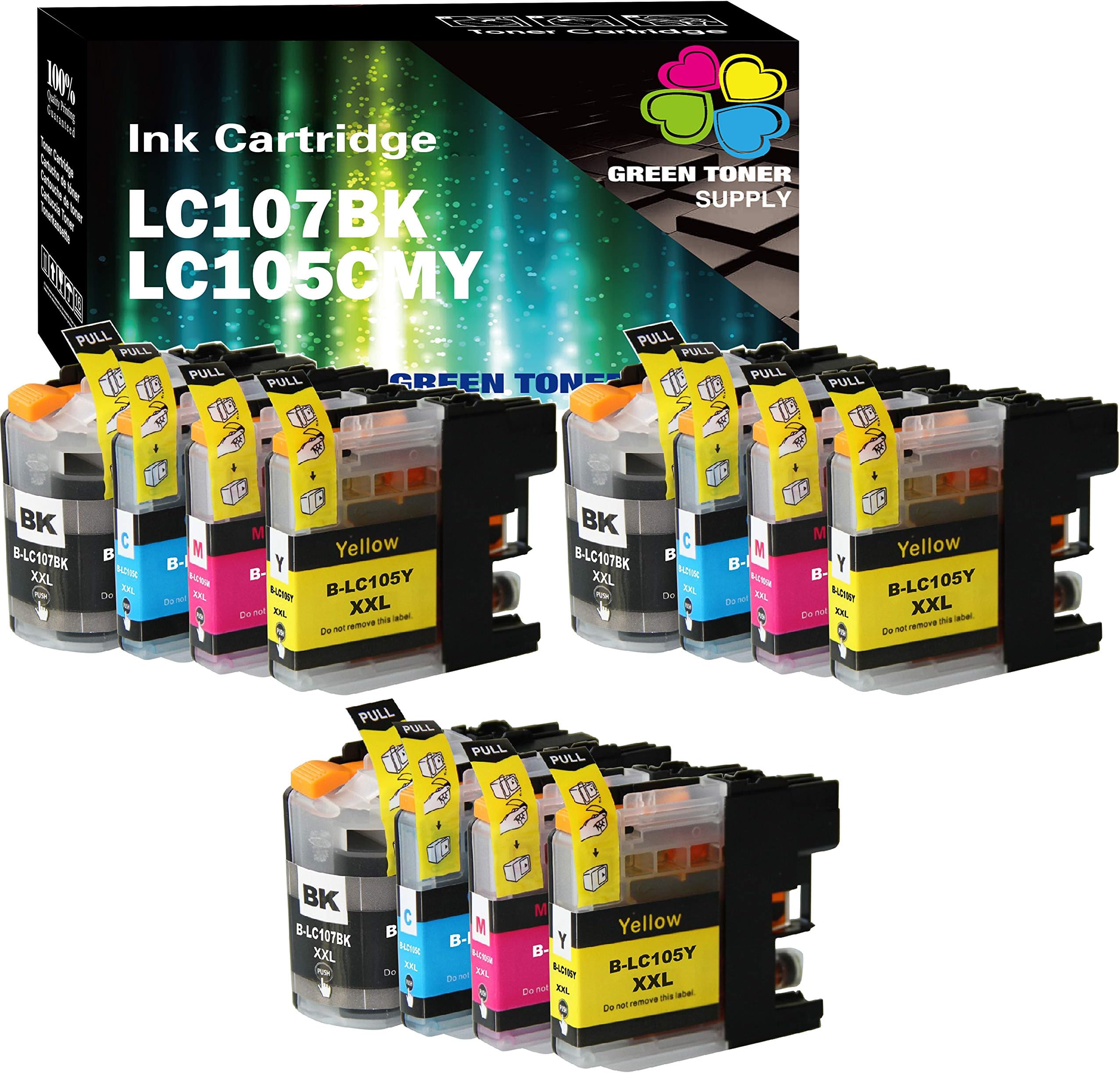 (Pack of 12) Green Toner Supply Compatible Replacement for Brother LC107 LC105 Ink Cartridge LC 107 105 (LC107BK LC105 CYM, 3B/3C/3Y/3M) Work for MFC-J4310DW MFC-J4410DW MFC-J4510DW MFC-4610DW Printer