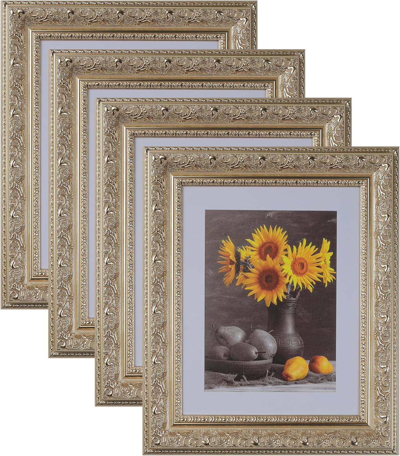 Picture Frame Set of 4. 3-1/2" Polystyrene Classic Ornate Silver 20x60 Wholesaleartsframes-com 3348 Series Made in USA