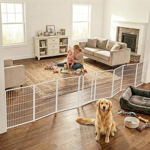 Miniatura 39 de FXW Puerta para perros extra ancha diseñada para uso en interiores, ancho ajustable de hasta 183 pulgadas de ancho