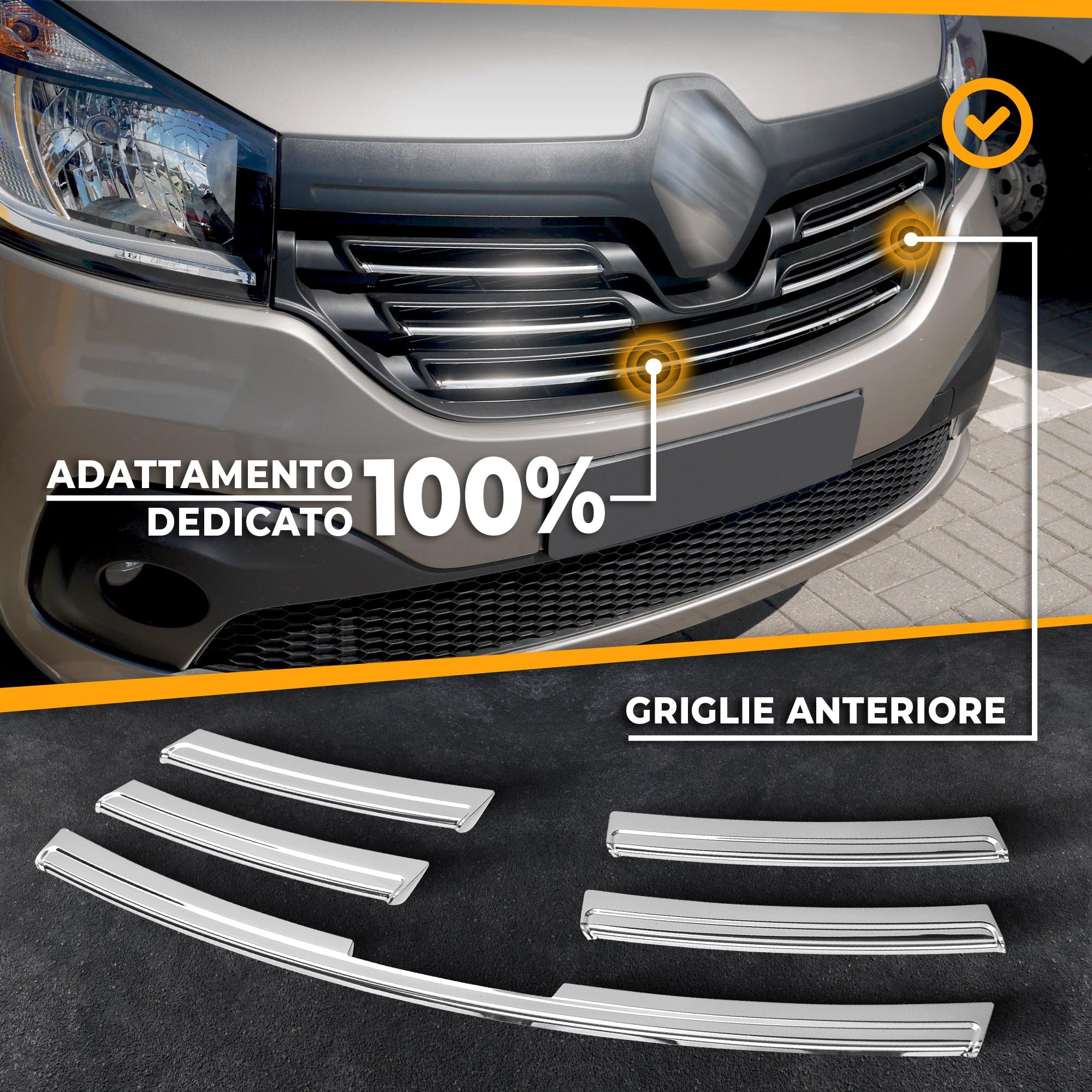 CHROMEMASTER | Compatibile con Ford Transit Custom 2018-2023 | Profili per Griglia Anteriore; Modanature per Griglia del Radiatore; Acciaio inossidabile Lucidato | Nuovo, Attraente Aspetto dell'Auto