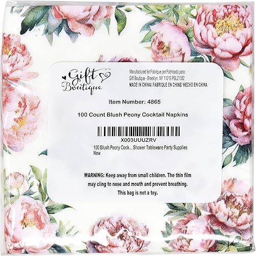 Miniatura 7 de Gift Boutique 100 servilletas de cóctel de peonía de rubor desechables de papel de decoupage flor postre servilleta para primavera verano vajilla