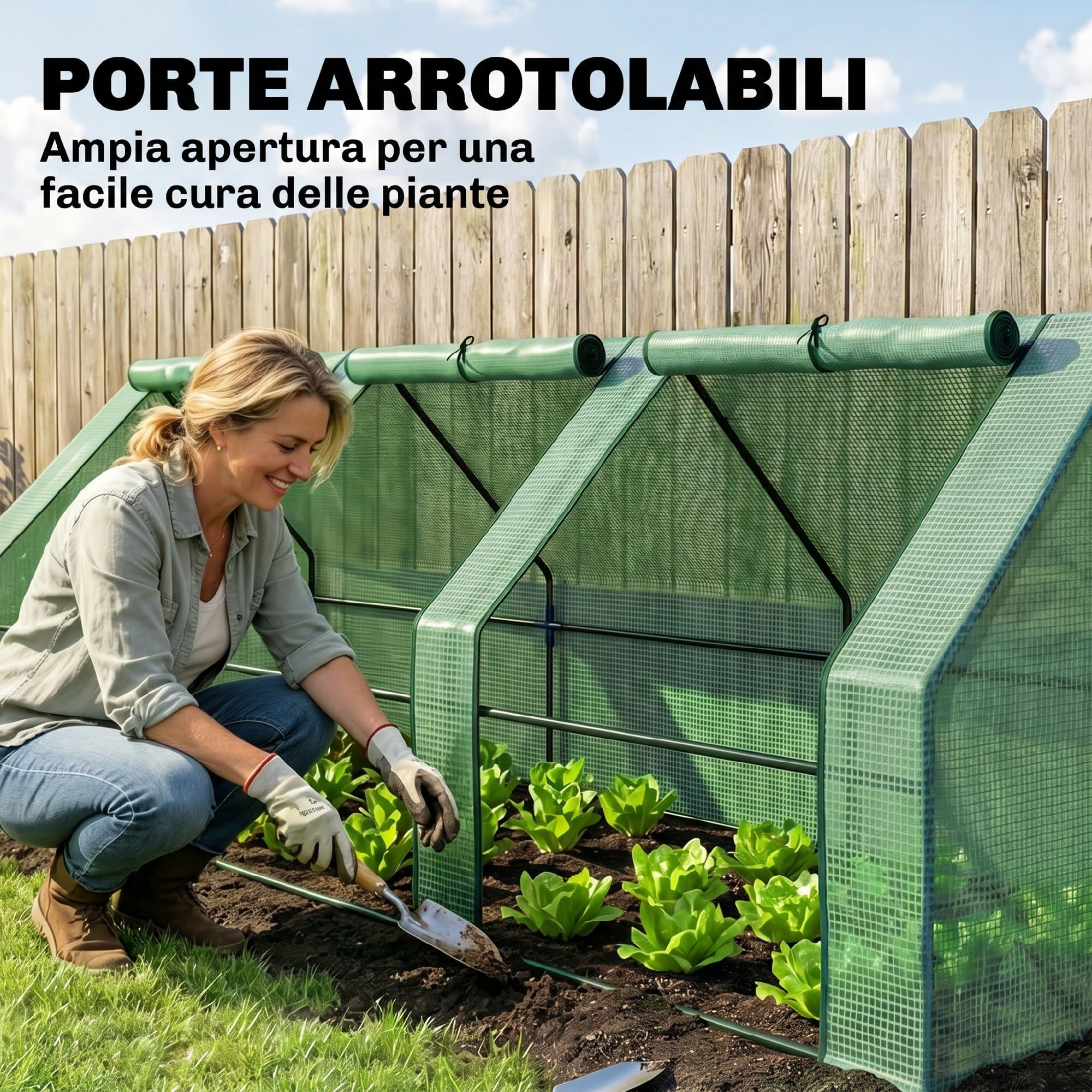 Outsunny Serra da Giardino a Tunnel in PE per Piante e Fiori con Bordi Allungati e Porte a Cerniera, 270x90x90 cm, Verde scuro
