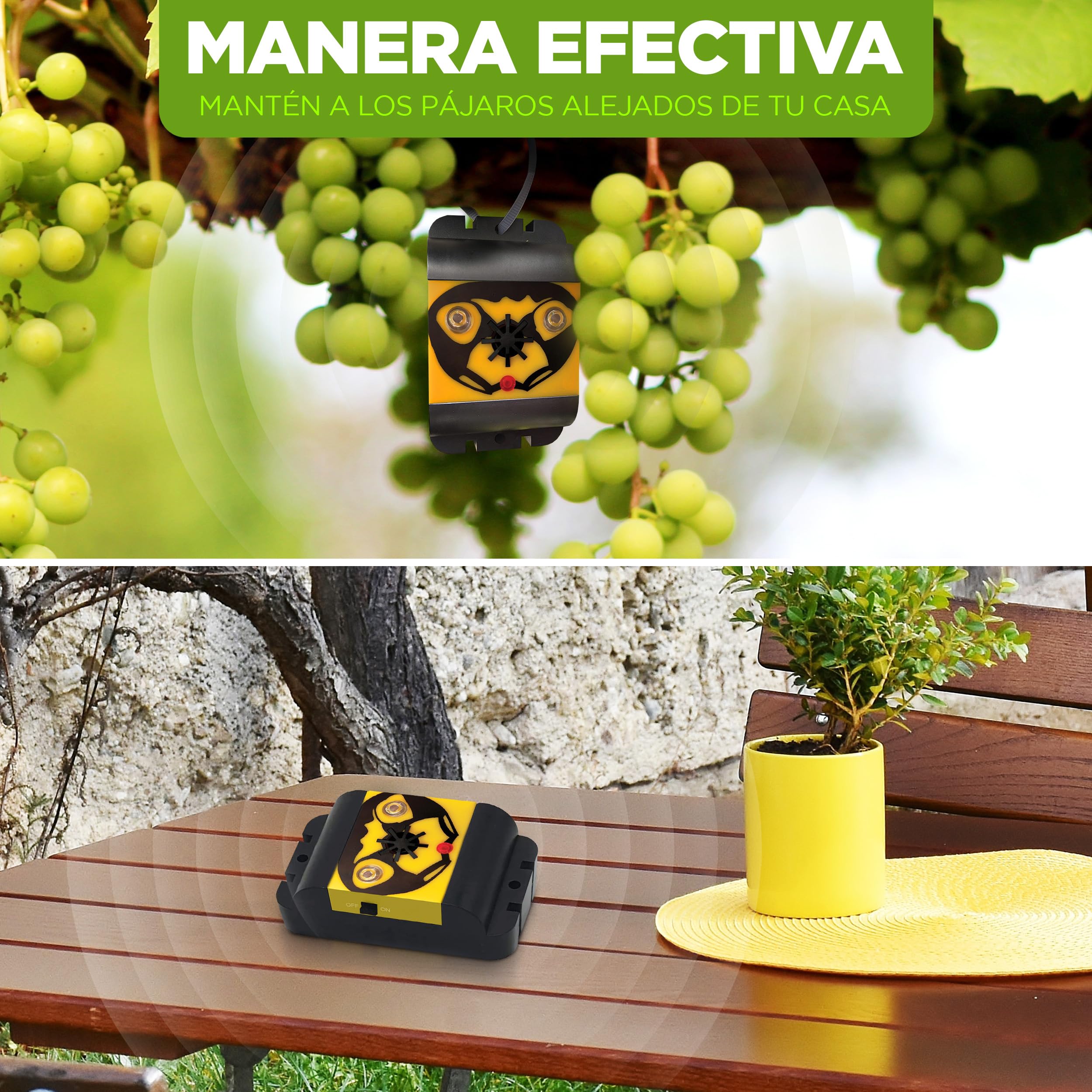 ISOTRONIC Repelente de Aves con luz y ultrasonido – Ahuyentador de Aves a Pilas para ahuyentar pájaros y Palomas – Repelente de Palomas para balcón y jardín – Alcance Efectivo de 40 m² (3 Unidades)