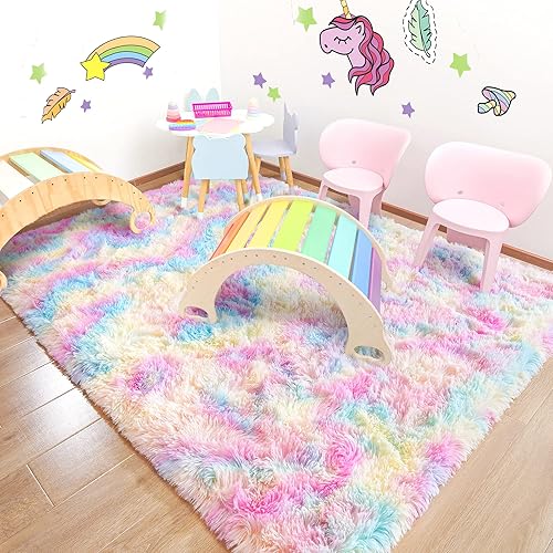 Vista 180 de JUNOVO - Alfombras de área ultra suaves de 3 x 5 pies, alfombras esponjosas para dormitorio, niños, niñas, bebés, sala de estar, suelo, cuarto