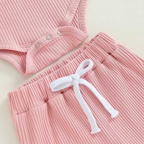 Miniatura 5 de Conjunto de 3 piezas de ropa de verano para bebé recién nacida, con volantes, manga corta, cintura elástica, pantalones cortos y diadema