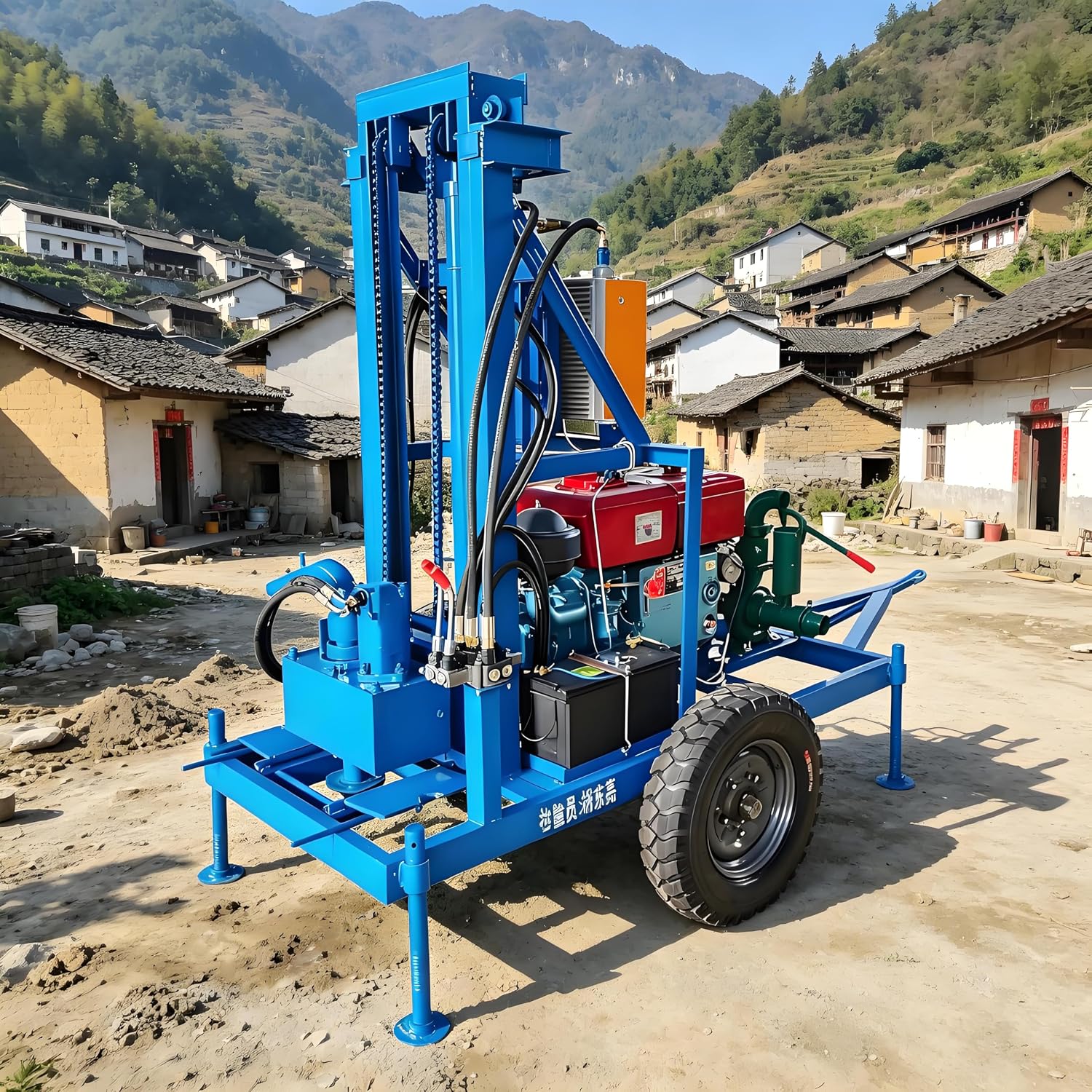 Multipurpose Hydraulic Water Well Drilling Rig Machine, Portable Compact Borehole Drill Tool for Farm Irrigation, Home Backyard, Remote Residential Areas and Daily Agricultural Water Supply