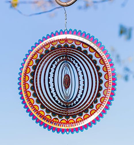 Download Amazon Com Kinetic 3d Metal Outdoor Garden Decor Wind Spinner Sunrise Mandala Everything Else