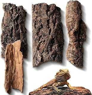 4pcs Reptile Bark Decor Wood, Natural Cork Bark, Bark Cork Hides Water Bark Tube Decor,Reptile Bark Cork Wood Bark Terrarium for Bearded Dragon Lizard Geckos Tortoise Random Shape Random Size Deliver