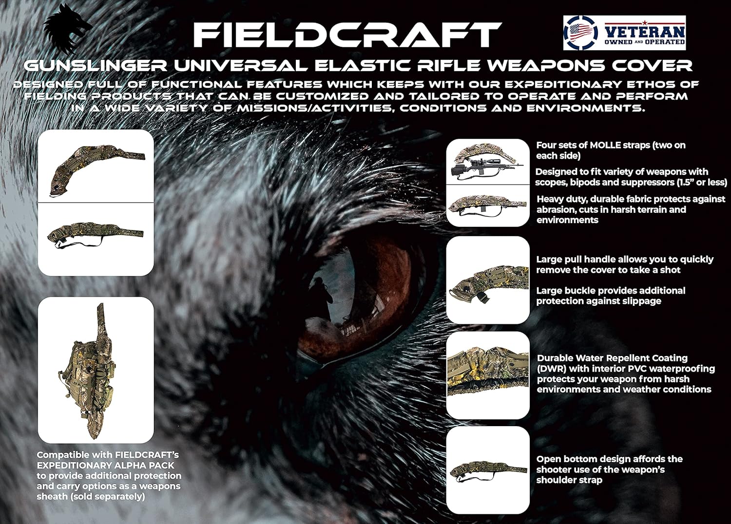 Soft Rifle Cover Case, Universal, Water Resistant, Quick Draw, Elastic Rifle Weapons Cover, Gunslinger by FIELDCRAFT