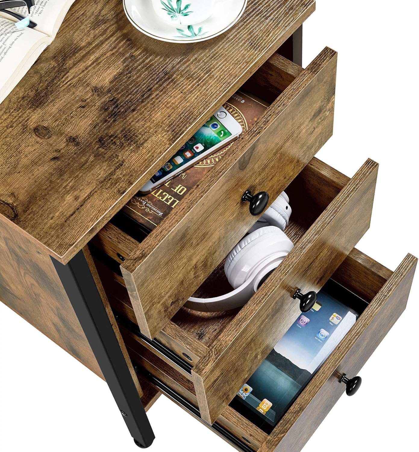 Buy Yaheetech End Tables, Nightstand, 3Drawer Side Table, Vertical