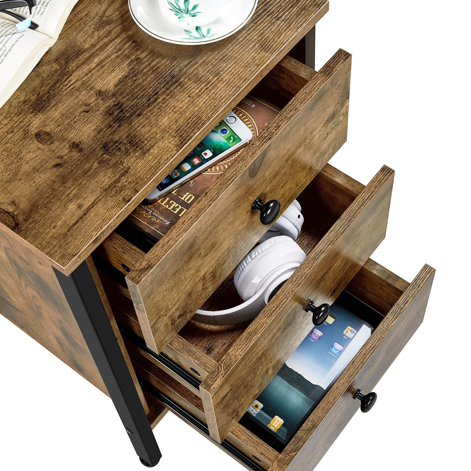 Buy Yaheetech End Tables, Nightstand, 3Drawer Side Table, Vertical