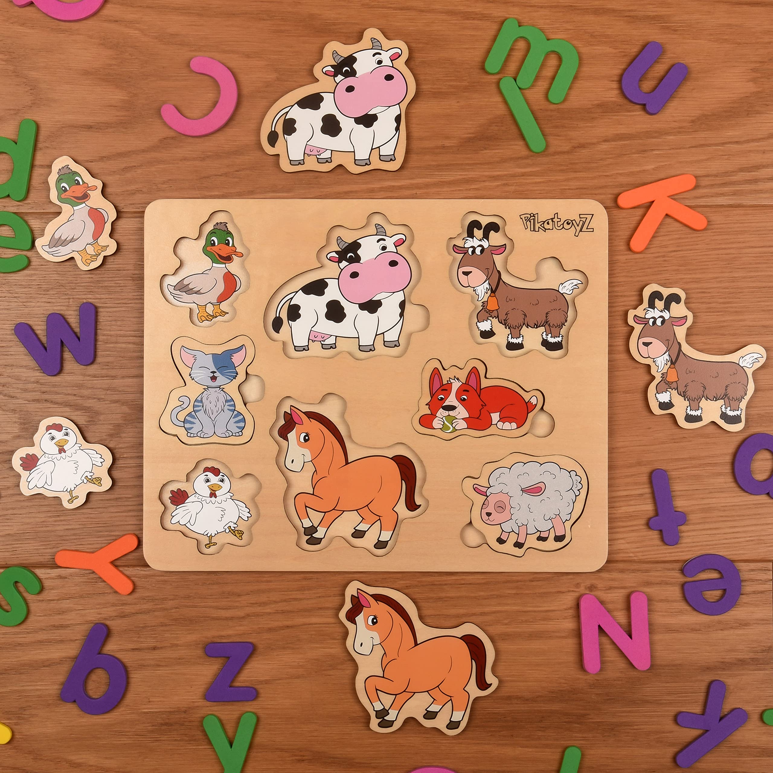 Juguetes Montessori para Bebés de 1 Año, 2 y 3 Años. Puzzle de Madera Juegos Educativos con Rompecabezas de Animales de Granja.
