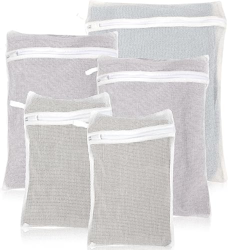 Bolsas de lavandería de algodón orgánico de 5 piezas con cremallera y lazo para colgar, 3 tamaños (S, M, L) Bolsa de lavandería de malla, Bolsa de
